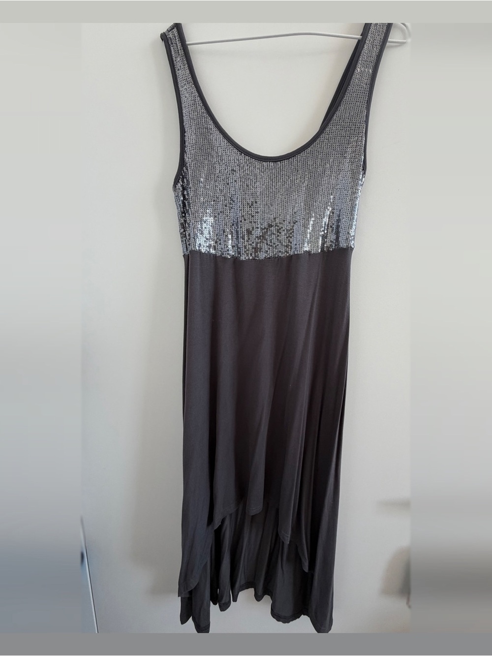 Sleeveless Silver Sequined Lady Dutch Dark Grey/Pewter Dress - NWT